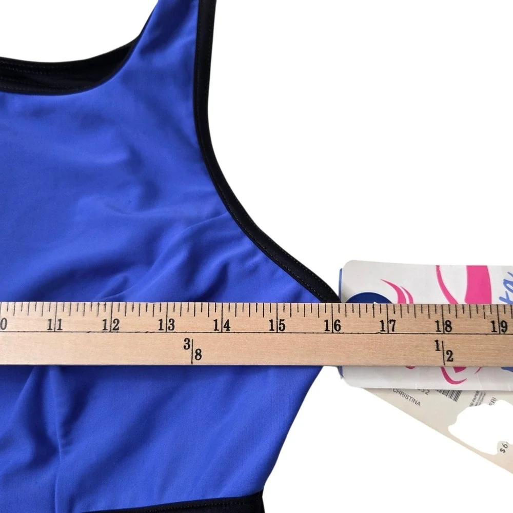 Vintage 90s Krista Womens Plus 18W Tummy Control Sears Swimsuit‎ Blue Zip NWT
